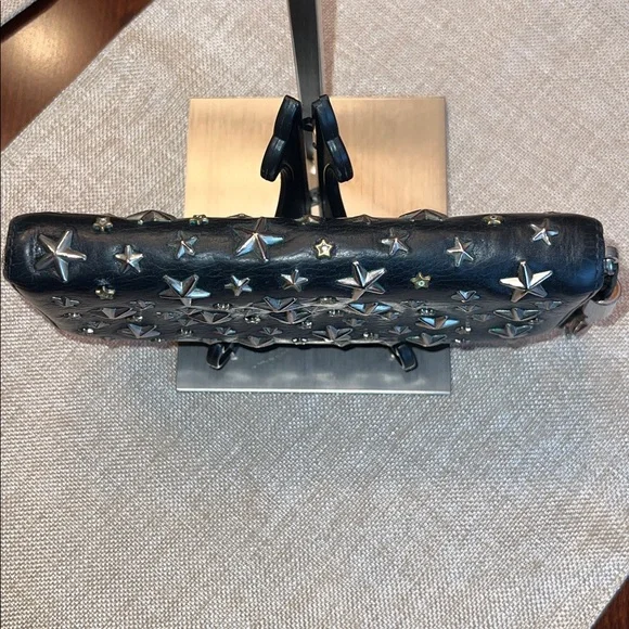 Jimmy Choo Black Leather Star-Stud Zip Wristlet GUC leather is so nice - Picture 8 of 11